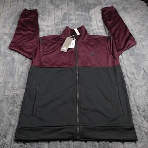 NWT Adidas Mens‎ Size Medium Track Jacket Full Zip Black Maroon 3 Stripe BQ8357